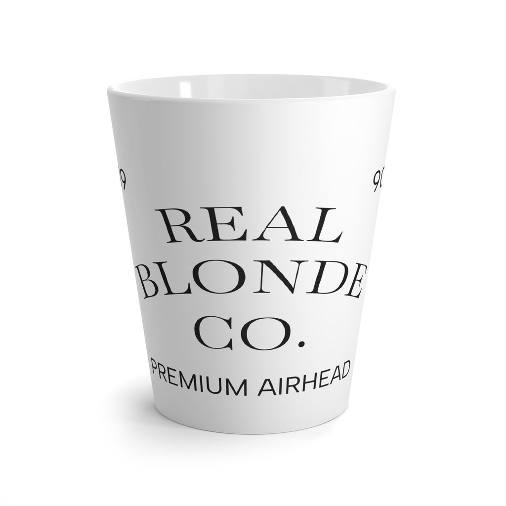 Latte Mug — "Real Blonde Co. Premium Airhead" Ceramic Coffee Cup