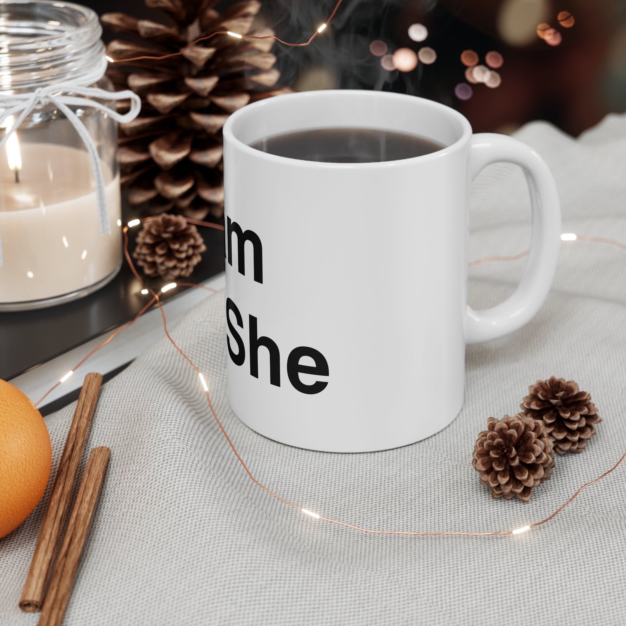 Pronoun Pride Mug — "I am He/She" 11oz Ceramic Coffee Cup